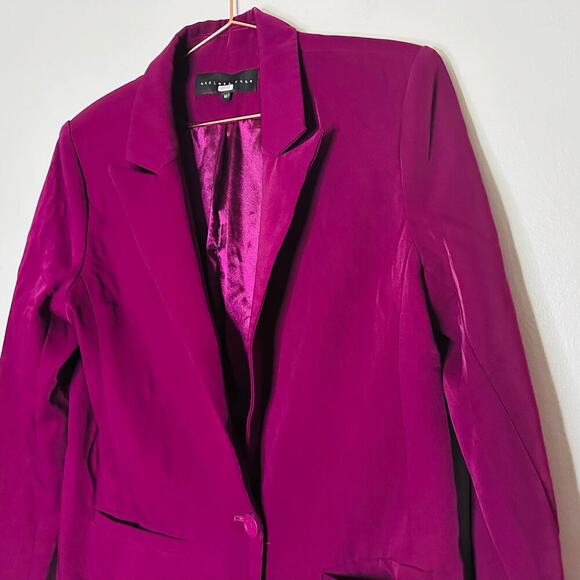 ENDLESS ROSE Purple Jewel Toned Single Button Breasted Blazer Size Medium - Picture 5 of 11